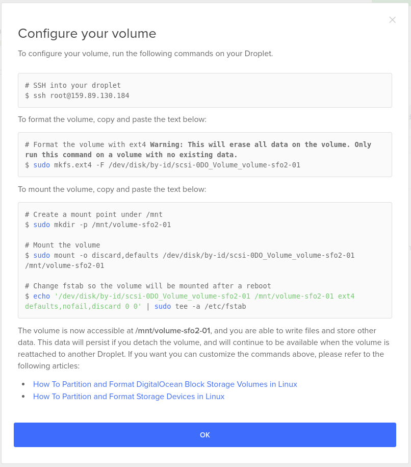 DigitalOcean Volume
Documentation